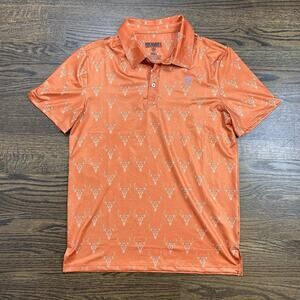 Rock & Roll Denim Shirt Mens Small Orange Longhorn Short Sleeve Polo Stretch